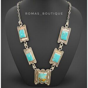 Navajo Sterling Silver turquoise unique signed necklace